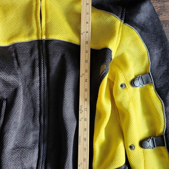 XElement Motorcycle Jacket Padded Mesh Moto Racing Mens LARGE Black Yellow - Picture 8 of 8